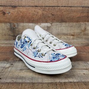 Converse Chuck 70 Parkway Women Sz 9 Floral Embroidery Low Leather White Sneaker